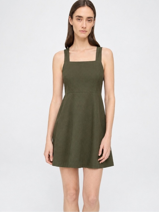Theory Dresses & Skirts - NWT Theory Olive Green Square-Neck Mini Dress, linen blend